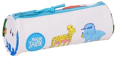safta ALGO DE Jaime Federmäppchen, rundes Schulmäppchen, Federmäppchen für Kinder, ideal für Kinder von 5 bis 14 Jahren, bequem und vielseitig, Qualität und Stärke, 20 x 7 cm, Weiß, weiß, Estándar,