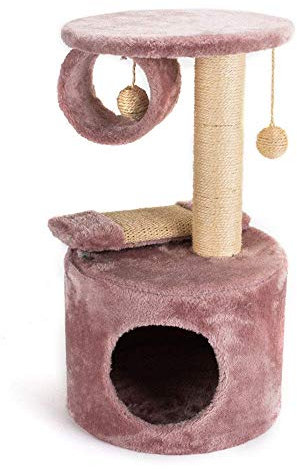 Cat Apartments Gatos y Mascotas Marco de Columpio para Gatos de Doble Capa con Tablero rascador para Gatos con Pilar de Sisal, árbol para Gatos para Gatitos Torre de árbol para Gatos (Color: Rosa