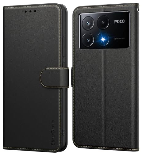 SineOrdo Cover Xiaomi POCO X6 Pro 5G Custodia, Custodia Xiaomi POCO X6 Pro 5G Libro Cover Flip Folio Case PU Pelle Stand - Nera