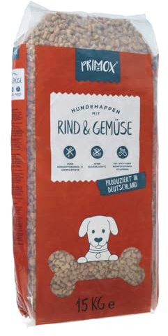 Primox Hunde-Trockenfutter 15kg | hergestellt in DE | Nährstoffreich | Ohne Zucker & andere Zusätze | Für Vitalität & Gesundheit beim Hund (Rind & Gemüse)