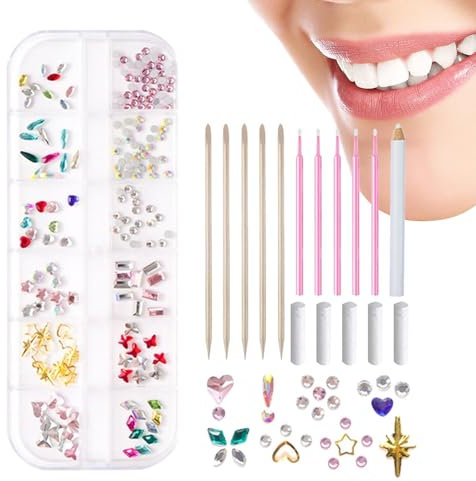 lyanny Zahnschmuck Set, Zahn-Edelstein-Set, Zahn-Edelstein-Set, Tooth Gem Zahnstein Schmuck Edelstein Zahnstein Schmuck für Zahnverzierungs-Dekoration