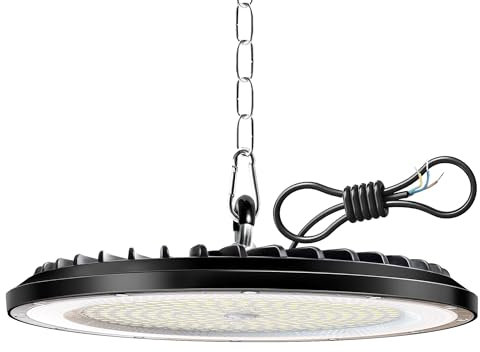 1 Pièce Lampe Eclairage Atelier 150W, 22500LM UFO Eclairage Plafonnier LED Garage avec Chaine, 6000K Projecteur LED Intérieur, IP65 Étanche Éclairage de Plafond pour Garage, Entrepôt, Gymnase