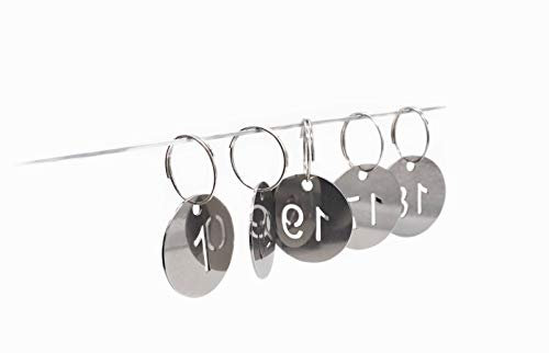 NanTun 30 mm 304 Edelstahl-Schlüsselanhänger mit Ring, 60 Stück, ausgehöhlte Zahlen-ID-Tags, Schlüsselanhänger, nummerierte Schlüsselanhänger – 1 bis 60 Stück