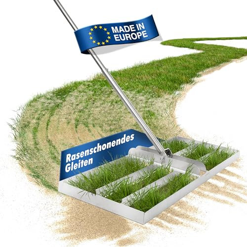 RELLINGER® [80x30cm] Hochwertiges Edelstahl Rasenrakel [RASENSCHONEND] - inkl. Montageanleitung - hochwertiges Edelstahl Rasenrechen - Rasen Rakel für die perfekte Rasenpflege (80x30cm)