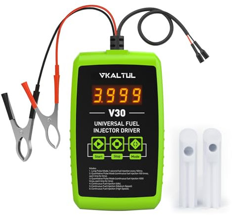 VKALTUL Kfz Einspritzdüsen Prüfgerät, 12V Auto Kraftstoffeinspritzdüsen mit 6 Prüfmodi, Digitale Anzeige,Anpassbar an verschiedene Injektoren, Injektor Reinigungsset Kompatibel mit Injektoren Reiniger