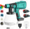 Akku Spritzpistole 18V, 1000ml farbsprühgerät, mit 4 Düsen(1mm/1,5mm/1,8mm/2,5mm), Elektro Lackierpistole zum Streichen von Wänden Gartenzaun (2 x 3,0AH Akku und Ladegerät)