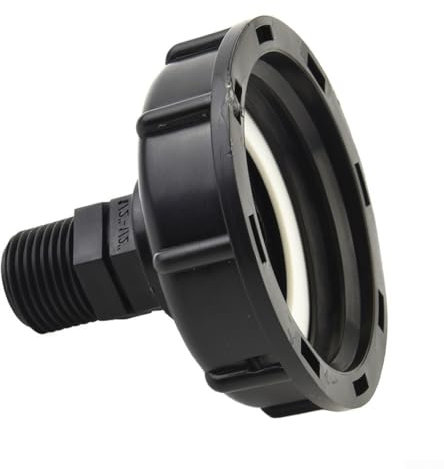 60mm Coarse Thread IBC Tank Adapter, Plastic Fitting, Easy Tank to Hose Connection, Black Garden Hose Connector, Water Pipe Drain Adapter (20mm)