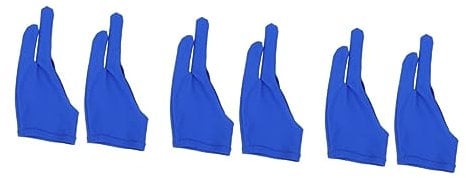minkissy 3sets Two Finger Curved Gloves Artist Two Finger Glove Drawing Glove for Gloves Thin Breathable Spandex Size l Blue 2pcs*3