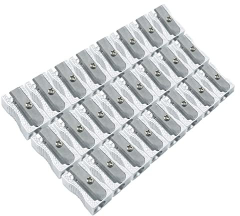 24 Stück Aluminiumlegierung Anspitzer, Silber, Einzel Handspitzer