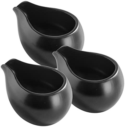 Cabilock 3pcs Round Mouth Milk Spoon Sauce Bucket Gravy Cup Milk Gravy Boats Cream Container Mini Milk Jug Liquid Dispenser Espresso Grounds Honey Container White Kettle Ceramics Black