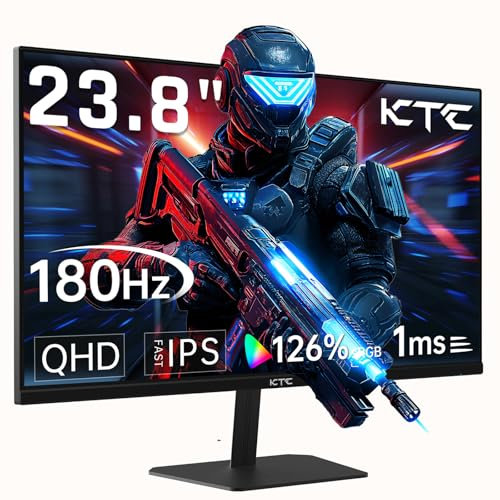 KTC Monitor da gioco da 24 pollici e 180 Hz, monitor da gioco per PC IPS veloce QHD 2K, monitor per computer 1440p 1ms 144Hz, supporto G-Sync e FreeSync, supporto HDR, porta d