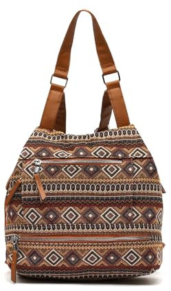 MISAKO Misi mochila antirrobo con estampado jacquard Mujer - Misi Burdeos 41 X 32 X 11 cm