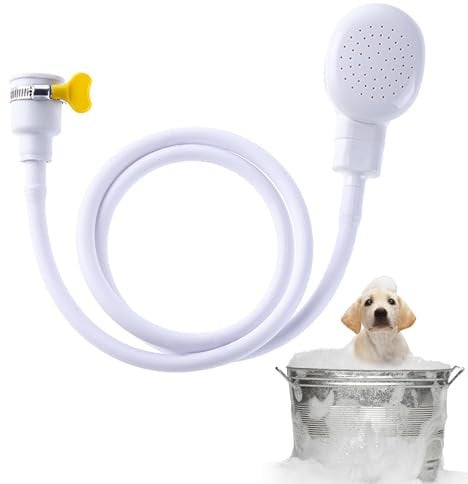 Soffione doccia con rubinetto singolo per vasca da bagno, soffione per cani e animali domestici, doccetta portatile con morsetti per rubinetti da bagno, doccia per cani, doccia da campeggio, 1,3 m,