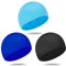 Halinuia 3 Pcs Bonnet de Bain Piscine, Enfants Adulte Bonnet de Bain Élastique Tissu Polyester Souple Bonnet de Natation (Noir, Bleu Marine, Bleu lac)