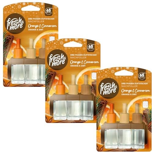 Fresh & More Nachfüller 3x 20ml Duft Orange&Cinnamon - kompatibel mit Febreze & Ambi Pur 3Volution Duftstecker