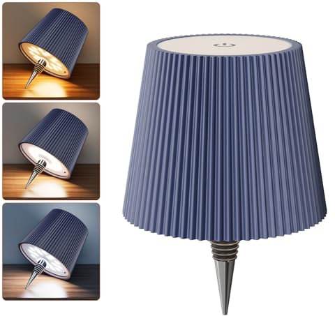 Nulmvic Lampada per Bottiglia LED Ricaricabile - 5200mAh Lampada da Tavolo Senza Fili Dimmerabile 3 Colori - IP54 Impermeabile Comando a Tocco per Interno Esterno Famiglia Ristorante Bar (Blu Scuro)