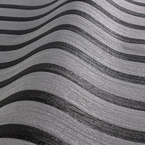 BRICOFLOR Akustikpaneele Tapete in silber schwarz Metallic Vliestapete in Holzpaneele Optik 3D Wandtapete anthrazit für Büro