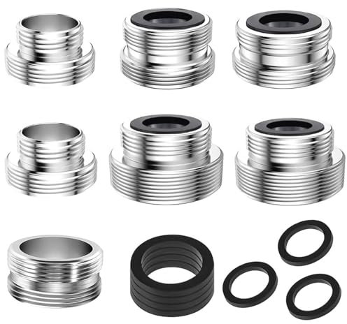 7 Stück Wasserhahn Adapter, Wasserhahn Küche Außengewinde Adapter, Wasserhahnadapter für Gartenschlauch, Gewindeadapter für Wasserhähne