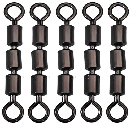 Laxygo 10-30pcs High Speed 3 Roller Swivels 3 Bead Rolling Chain Swivel Fishing Line Lure Connector 12 Sizes (3/0-10pcs)