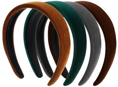 Elegaperma 4 Pcs Padded Headband,Thick Headband Velvet, Soft Padded Headbands for Women Girls Makeup Spa Daily Use and Fashion Styling,4 Colors
