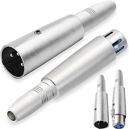 HAAMNING7 XLR 3 Pin Male to 1/4 6.35mm Female Adapter Socket Audio Connector TRS Jack, XLR Female to 6.35mm Female Microphone Mixer Stereo Converter, Silver, 4 Pcs