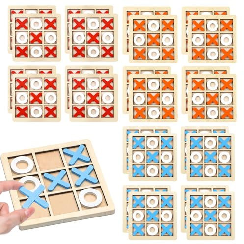 Shinybox Kindergeburtstag Gastgeschenke, 24 Stück Tic Tac Toe Spiel, Tictactoe Give Aways Pinata Füllung Kinder Holz Partyüberraschung Mitgebsel Party Beschäftigung Autofahrt Geburtstag Weihnachten