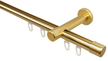 iso-design Gardinenstange Innenlauf Farbe Messing matt 20 mm Durchmesser Wandmontage Innenlaufstange aus Metall Wandabstand 8 cm, 240 cm (2 x 120 cm)