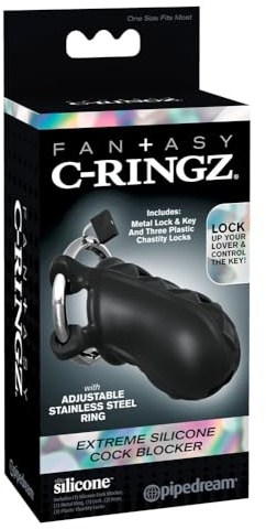 Pipedream Fantasy C-Ringz Extreme Silicone Cock Blocker Dildo, Black, 1 Pound