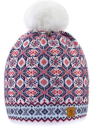Morefaz Mütze London Wolle Strickmütze Nordic mit Bommel Herren Damen Winter Warm Ski Snowboard MFAZ Ltd Gr. Regulär, Bruno 22