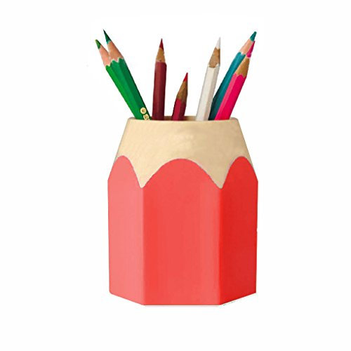 1pc Pen Holder Pencil Shaped Dual-Use Brush Pot Plastic Removable Students Creative Colorful Red Pen Case Office School Supplies Bobury
