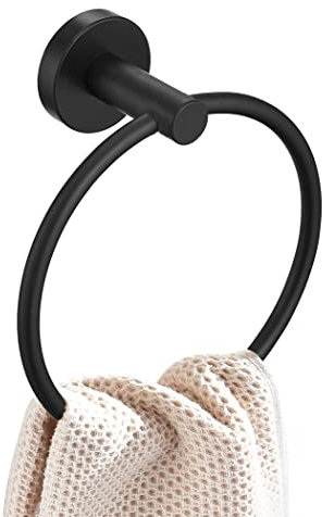 CASEWIND Handtuchring Schwarz, Bad Handtuchring mit Bohren Runder Form Edelstahl Konstruktion Wandmontage für Dusche Badaccessoires