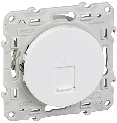 Schneider Electric - Odace, prise RJ45 Blanc, grade 1 (téléphone) cat. 5 UTP, à griffes - S525471