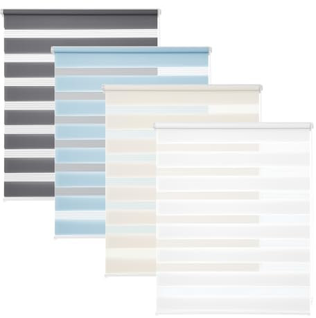 Victoria M. Zevra Tenda a Rullo Doppia Giorno e Notte senza Fori, Strisce Filtranti e Oscuranti, per Porte e Finestre, 55 x 160 cm, Bianco