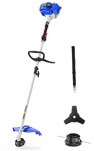 Wild Badger Power 26 cc ogräs Wacker gasdriven, 3-i-1 strängtrimmer/kant 37 cm med 25 cm borstskärare, gummihandtag och axelrem ingår
