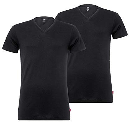 Levi's Levis Men V-Neck 2p T-Shirt, Negro (Jet Black 884-02), M (Pack de 2) para Hombre