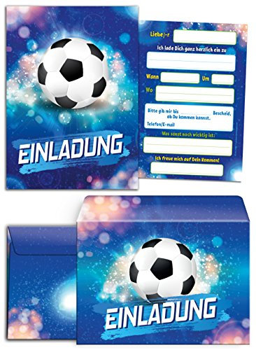 JuNa-Experten 12 Einladungskarten incl. 12 Umschläge zum Kindergeburtstag Jungen Fussball
