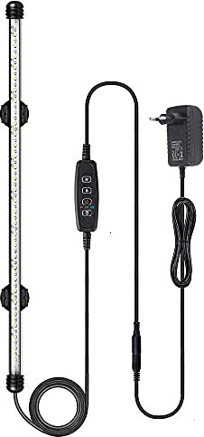 VARMHUS Tauchen Aquarium Licht,Aquarium LED Beleuchtung mit Timer Auto On/Off Dimm-Funktion,3 Lichtmodi Weiß&Blau&Weiß-Blau,10 Helligkeitsstufen optional&3Stufen der Zeitschleifenfunktion 48cm