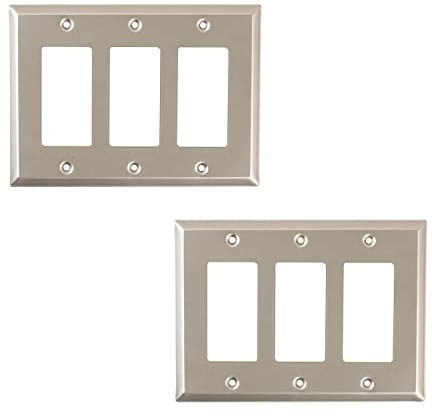 SleekLighting steel wall plate Satin nickle flat (3 Decorator)