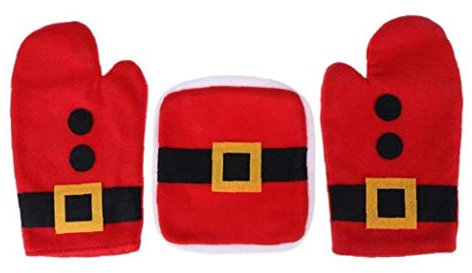 BYFRI 3pcs / Set Gants de Cuisine maniques de Noël résistant à la Chaleur du Four Mitts épais Cuisson Isolation Tapis de Cuisine Outils Décorations de Noël