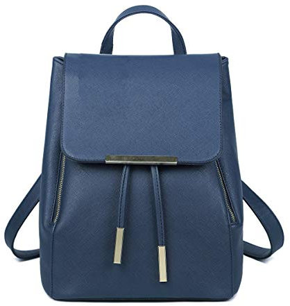 B&E LIFE Modische Schultertasche, Rucksack, PU-Leder, Damen-Rucksack, Reisetasche, Dunkelblau, Medium, Modern