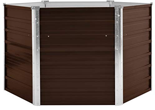 Festnight Hochbeet Blumentopf Pflanzkübel Blumenkasten Pflanzkasten Metall Pflanzbeet Gartenbeet Frühbeet Garten Blumenhochbeet für Terrasse & Garten Braun 129 x 129 x 77 cm Verzinkter Stahl