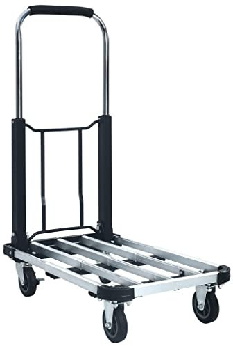 vidaXL Transportwagen Klappbar Plattformwagen Handwagen Transportkarre Lagerwagen Sackkarre Wagen Klappwagen 150kg Aluminium Silbern