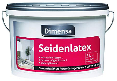 Latexfarbe weiß seidenglänzend | Innenfarbe weiss Jetzt Wand- und Deckenfarbe weiss | 5 Liter