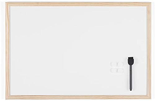 KAV Magnetic Whiteboard - to-Do List whiteboard with Wooden Frame - Dry Wipe Board for Office, Restaurant, School and Home - Wall Mount Notice Board with Markers, Eraser, and Magnets (400x600 mm)