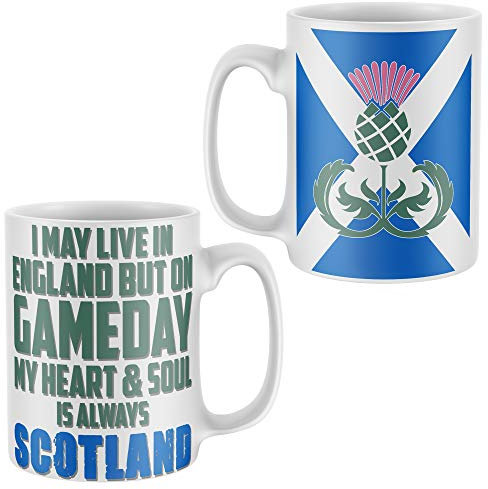 Purple Print House Scotland Mug, Scottish Rugby Gifts Novelty Mug Funny Mug Dad Birthday Thistle Flag Grandad Coffee, White, One Size