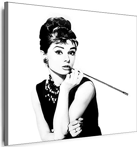 Julia-Art Bilder - Audrey Hepburn Leinwandbild - 50x50cm Wandbild - Film Retro Model Kunstdruck Fertigbild sofort aufhängbar