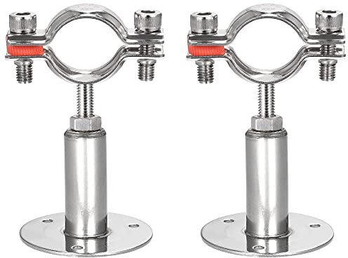 sourcing map Wall Mount Ceiling Mount Pipe Support, 304 Stainless Steel Adjustable Pipe Bracket Clamp for 32-34mm Pipe 2pcs