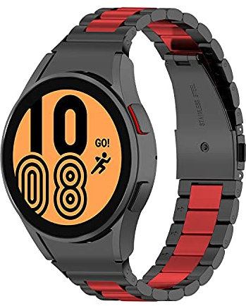 BoLuo 20mm Bracelet pour Montre Connectée Galaxy Watch 4 40mm/44MM,Acier Inoxydable Bracelets Montre,Bande Sangle pour Galaxy Watch 4 Classic 42mm/Watch 4 Classic 46mm/Galaxy Watch 3 41mm (rouge)