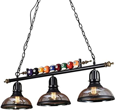 Hängeleuchte Vintage Industrie Pendellampe E27 Billardtisch Loft Deckenleuchte Retro Glas Esstisch Kronleuchter Höhenverstellbar Schwarze Pendelleuchte Für Keller Küche Wohnzimmer Café Bar Restaurant