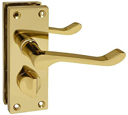 HANDLESTORE Victorian Scroll Privacy Bathroom Door Handle - Multiple Colours (Polished Brass)